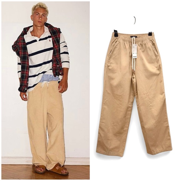 Urban Outfitters NWT Tan Baggy Solid Cotton Cord Beach Pant Size XS/S - Picture 1 of 16